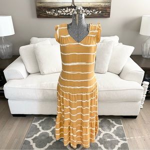 XS S M L XL XXL NWT Simply Vera Vera Wang golden yellow striped Maxi dress